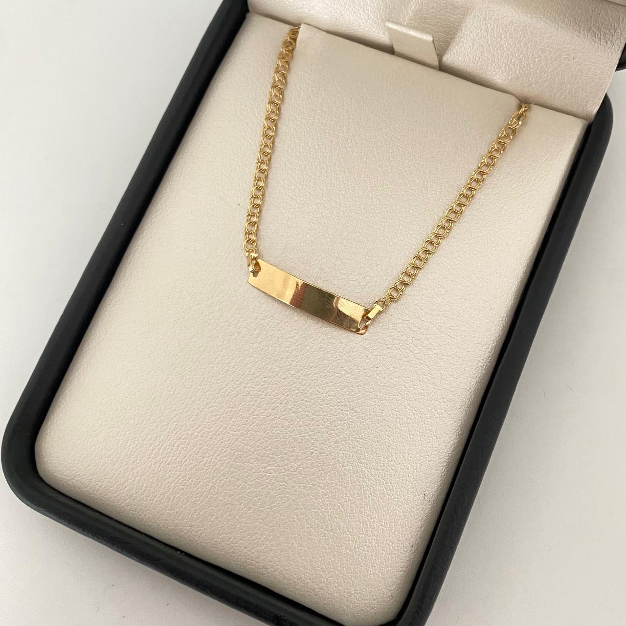 Pulso bebé placa rectangular aro seguido Oro amarillo 18k 1,45 Gr / 15,5 Cm  Broche 0,15